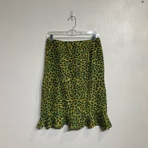 Alice & Trixie Yellow Leaf Silk Ruffle Hem Skirt Sz 6 NWOT